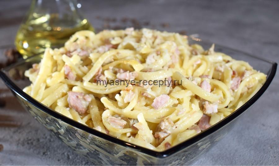 Лапша с фаршем из отварной свинины 